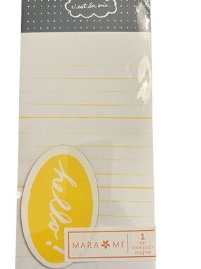 Mara-Mi Yellow 'Cest la vie' Note Pad with Magnet